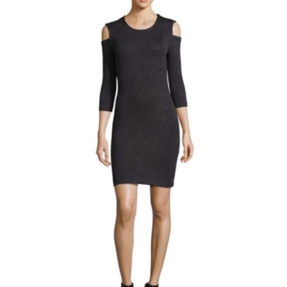 French Connection cold shoulder sweater dress. Black. Great condition. Form fit.